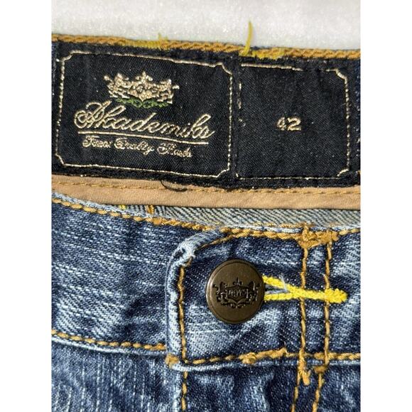 Akademiks  Dual Lion Jeans Men's 42x32 Embroidered Skater Distressed Vintage Y2K - Picture 4 of 16